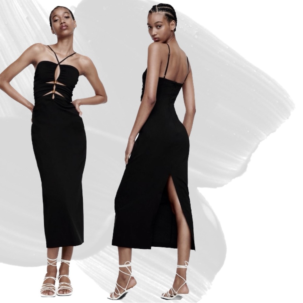 Black Cut Out Midi Dress 🐆